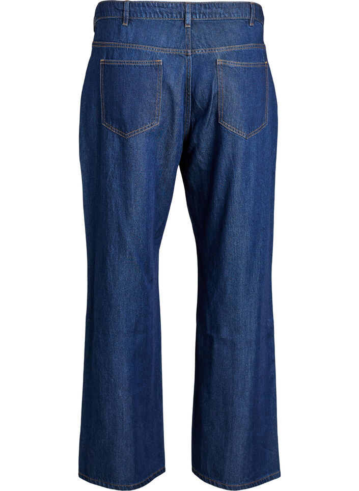 Wide leg jeans with tie belt and high waist, Blue, Packshot image number 1