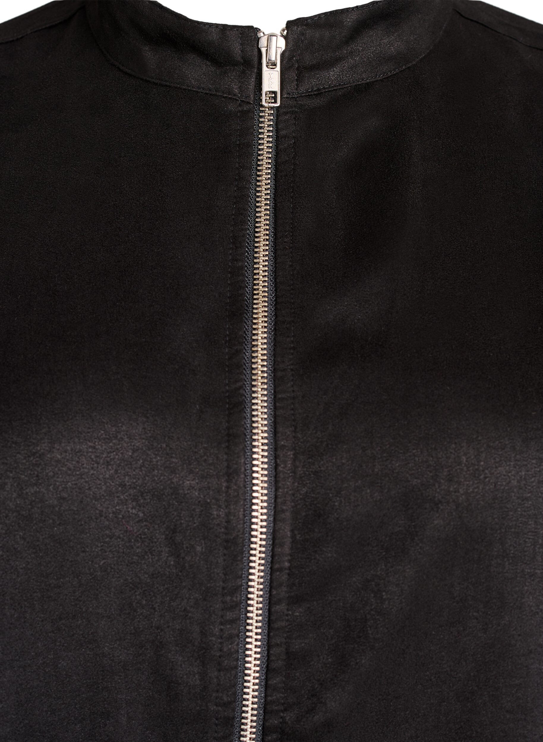 Zizzifashion Long shirt in faux suede with zipper, Black, Packshot image number 2
