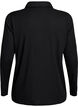 Long-sleeved polo in stretchy ribbed quality, Black, Packshot image number 1