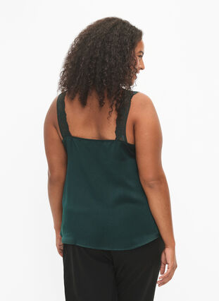 FLASH - Top with v-neck and lace edge, Scarab, Model image number 1