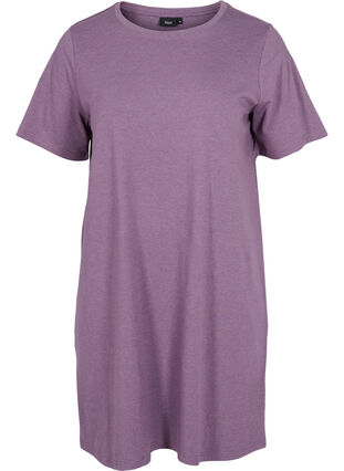 Melange t-shirt nightdress with short sleeves, Vintage Violet Mel., Packshot image number 0
