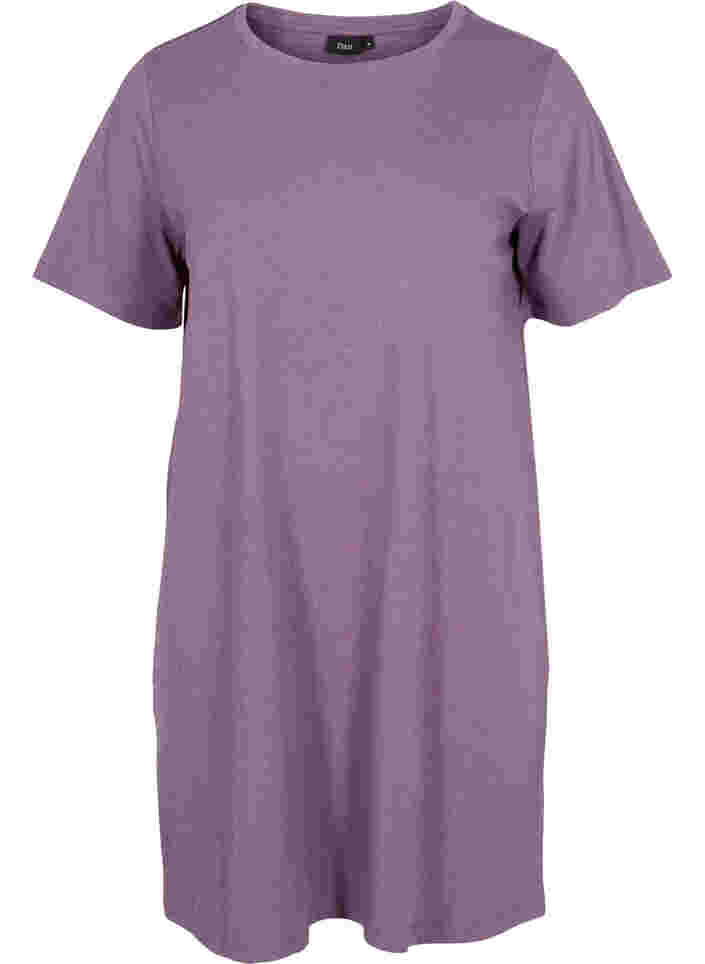 Melange t-shirt nightdress with short sleeves, Vintage Violet Mel., Packshot image number 0