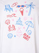 Organic cotton T-shirt with beach print, White, Packshot image number 2