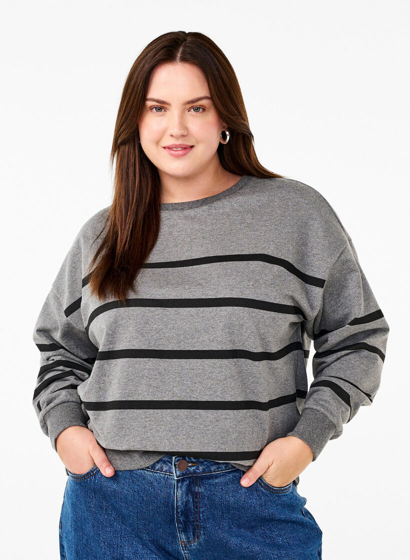 Sweatshirt with stripes, MGM w. Black Stripe, Model image number 0
