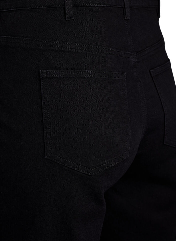 Loose high-waisted denim shorts, Black, Packshot image number 3