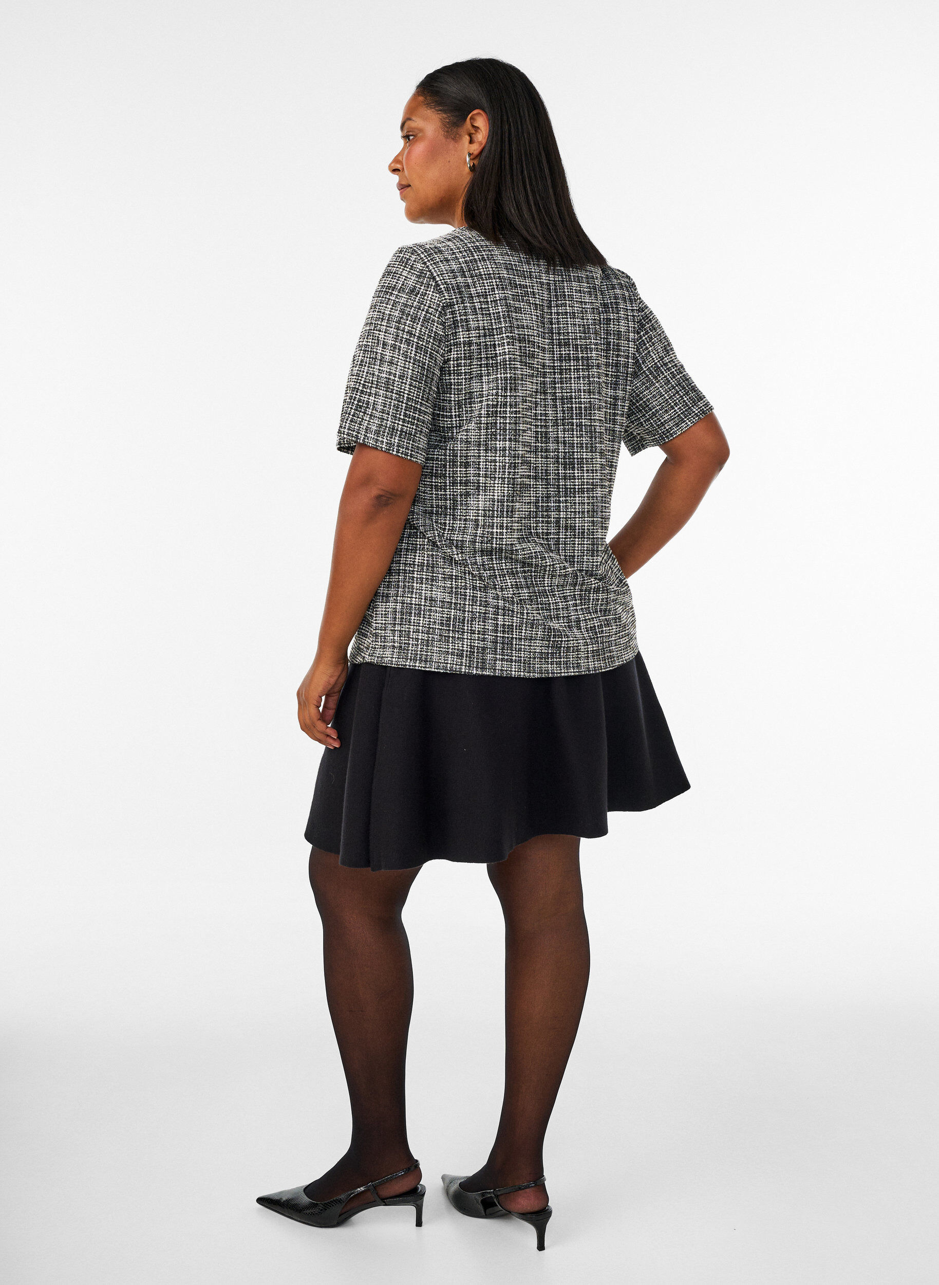 ZizzifashionWoven blouse with button detail, Vanilla, Model image number 2