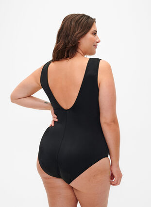 Swimsuit with mesh detail in front, Black, Model image number 1