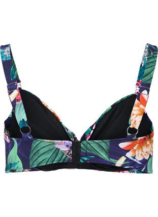 ACCESSORIZE FULLER BUST RIVIERA FLORAL MOULDED CUP BIKINI TOP BLUE TROPICAL  34E