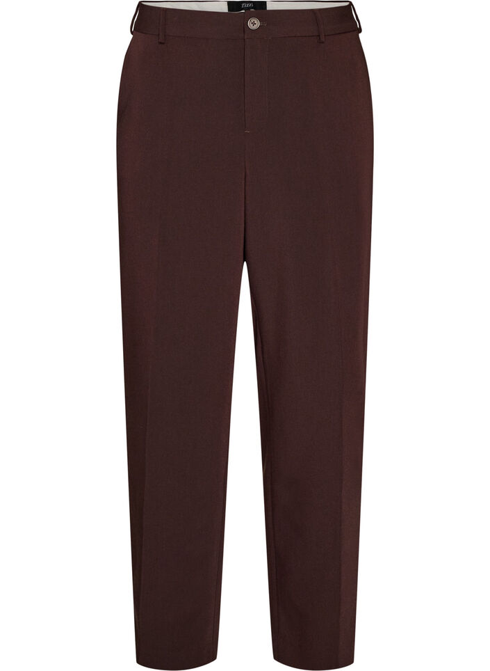 Tailored trousers with wide legs and high waist, Brown, Packshot image number 0