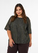Jacquard blouse with sparkly details and puff sleeves, Green, Model image number 0