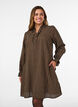 Checked cotton dress with ruffle details, Brown, Model image number 0