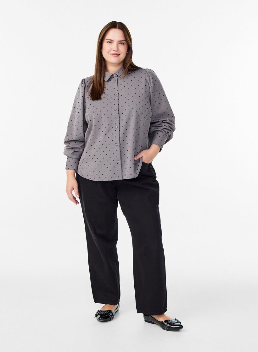 Shirt with collar and dots, Grey, Model image number 1