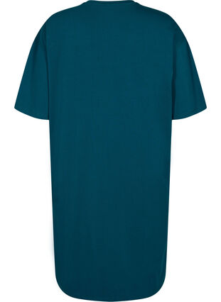 Short-sleeved cotton dress with slits, Deep Teal, Packshot image number 1