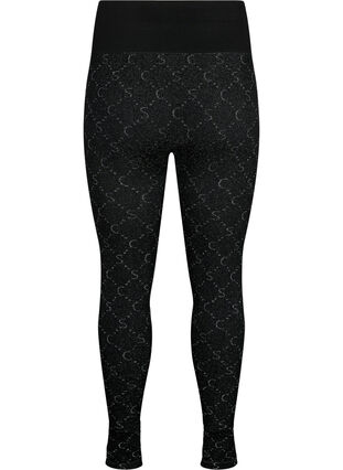 Seamless leggings with silver-colored pattern, Black, Packshot image number 1