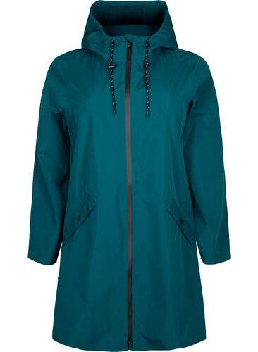 Raincoat with pockets and hood, Deep Teal, Packshot image number 0