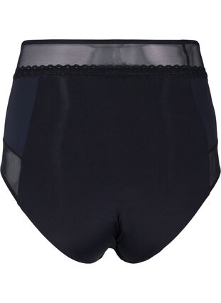 Panty with mesh and extra high waist, Black, Packshot image number 1