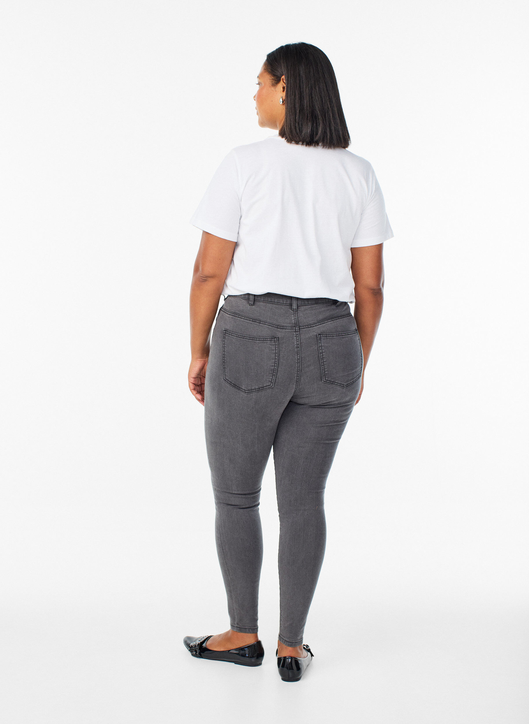 Zizzifashion Amy high-waisted super slim fit jeans, Grey, Model image number 1