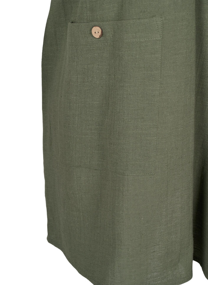 3/4 sleeve cotton blend tunic with linen, Thyme, Packshot image number 3