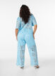 High-waisted lace trousers with straight legs, Blue, Model image number 1