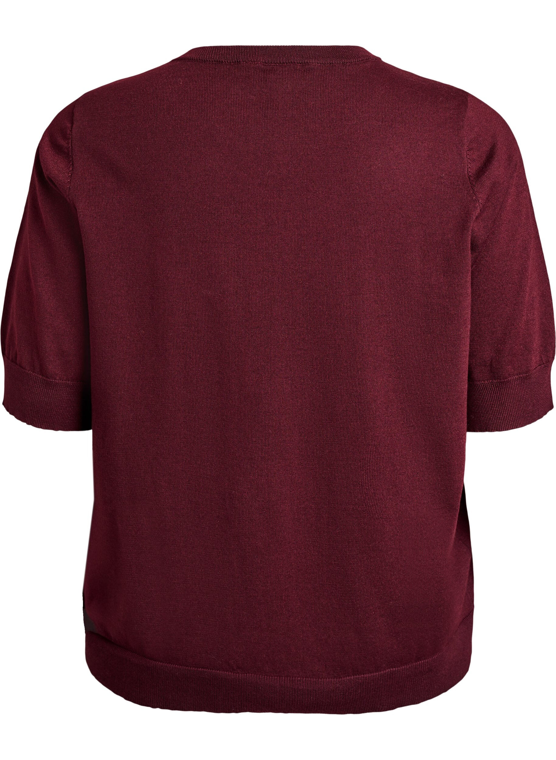 ZizzifashionFine-knit blouse with short sleeves, Red, Packshot image number 1