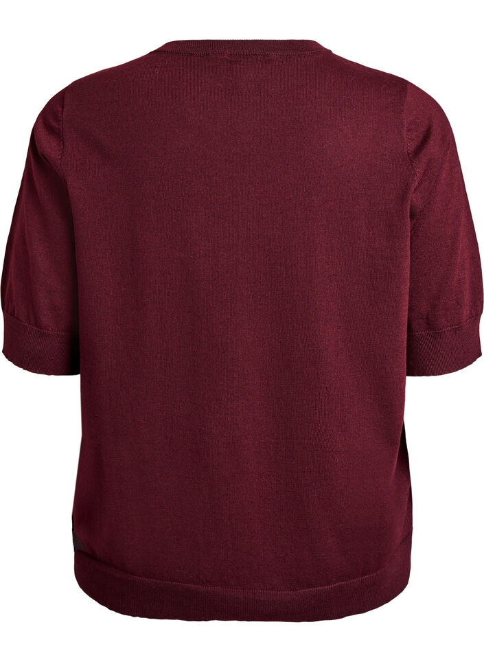 Fine-knit blouse with short sleeves, Red, Packshot image number 1