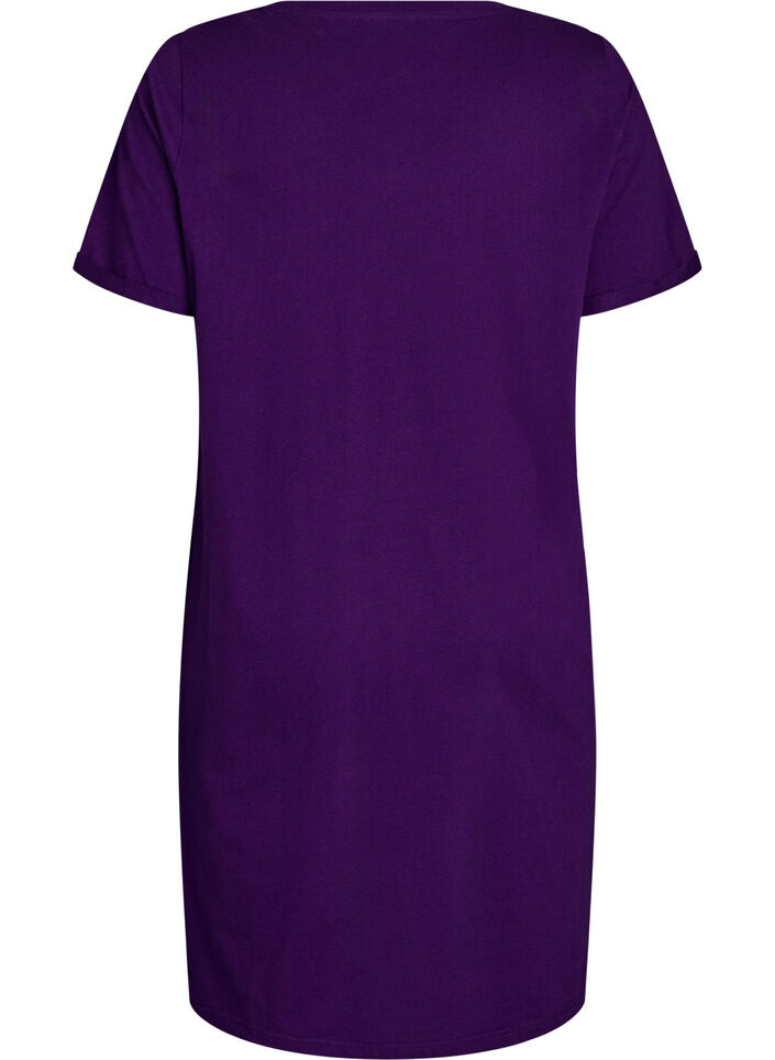 Short-sleeved nightgown in organic cotton, Blue, Packshot image number 1