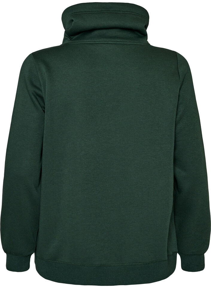 Sweatshirt with high collar and pockets, Green, Packshot image number 1