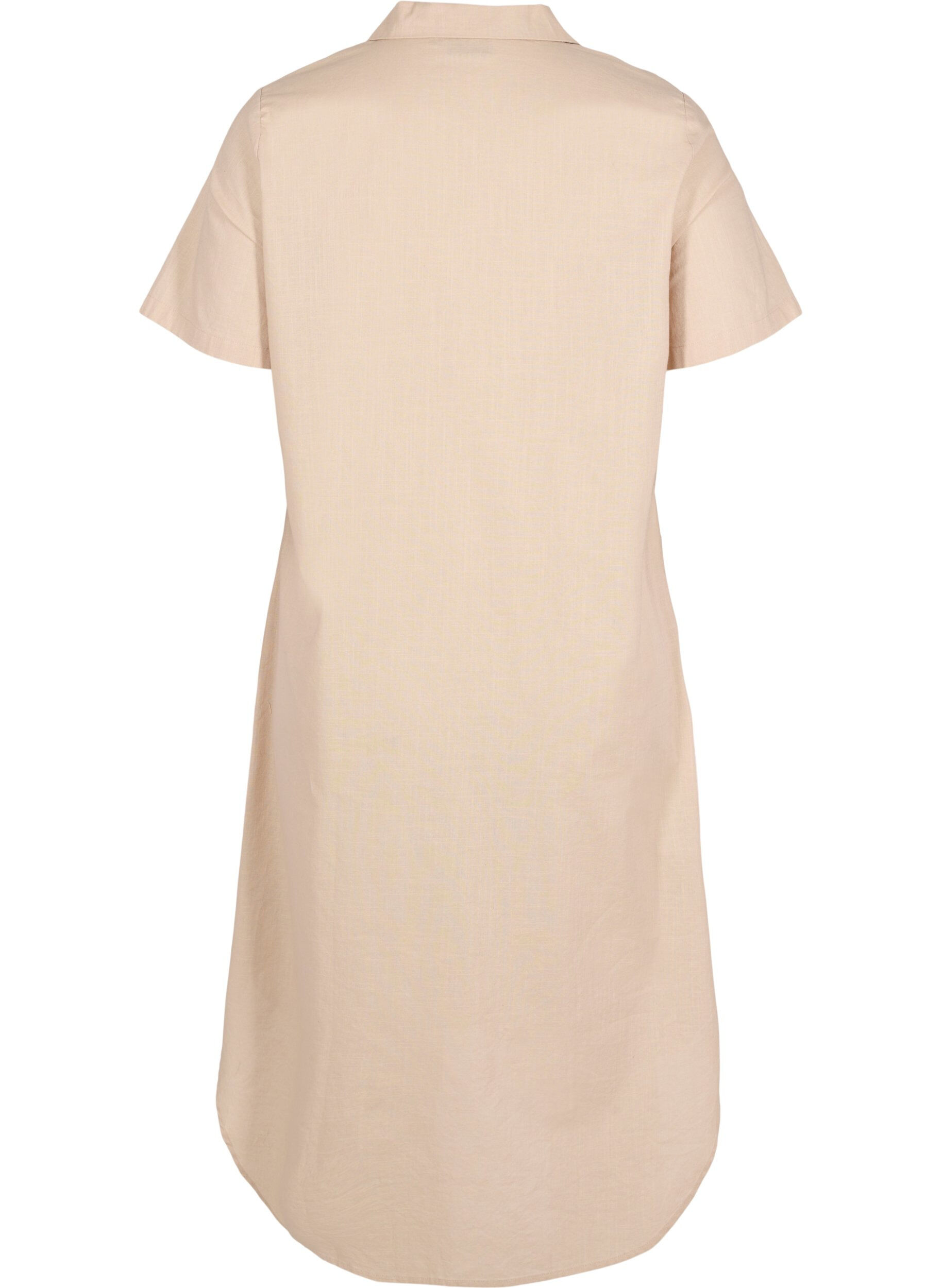 Zizzifashion Long cotton shirt with short sleeves, Humus, Packshot image number 1