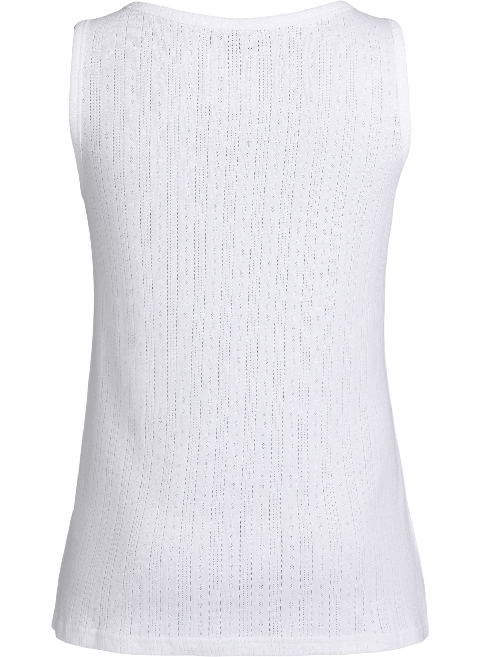 Zizzifashion Night top in organic cotton with a textured pattern, White, Packshot image number 1