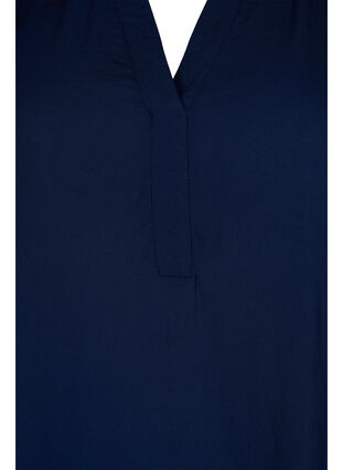 Bluse med 3/4 ærmer og v-hals, Navy Blazer, Packshot image number 2