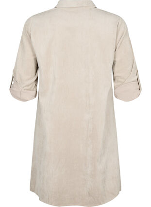 Velvet dress with zipper and 3/4 sleeves, Feather Gray, Packshot image number 1