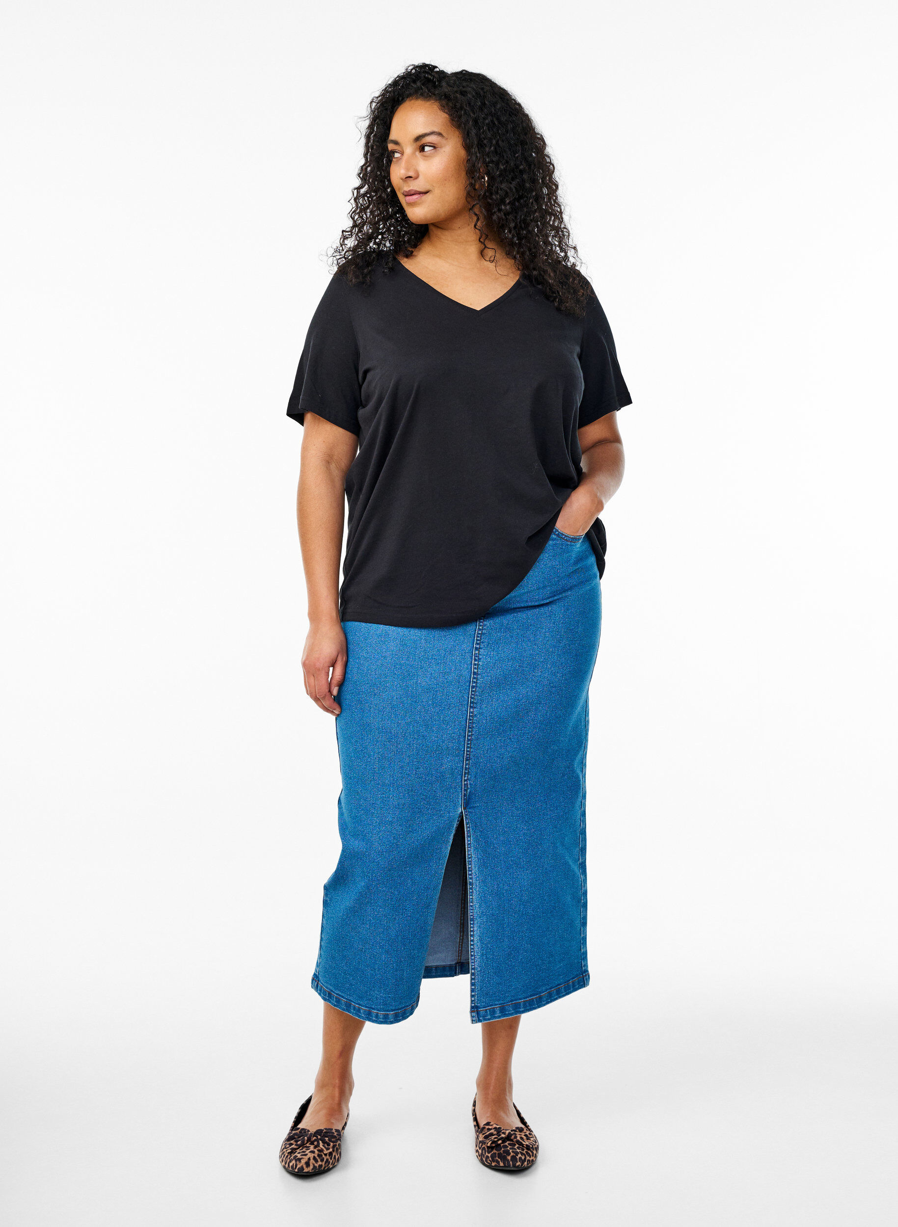 Zizzifashion2-pack t-shirts with v-neck, Black, Model image number 1