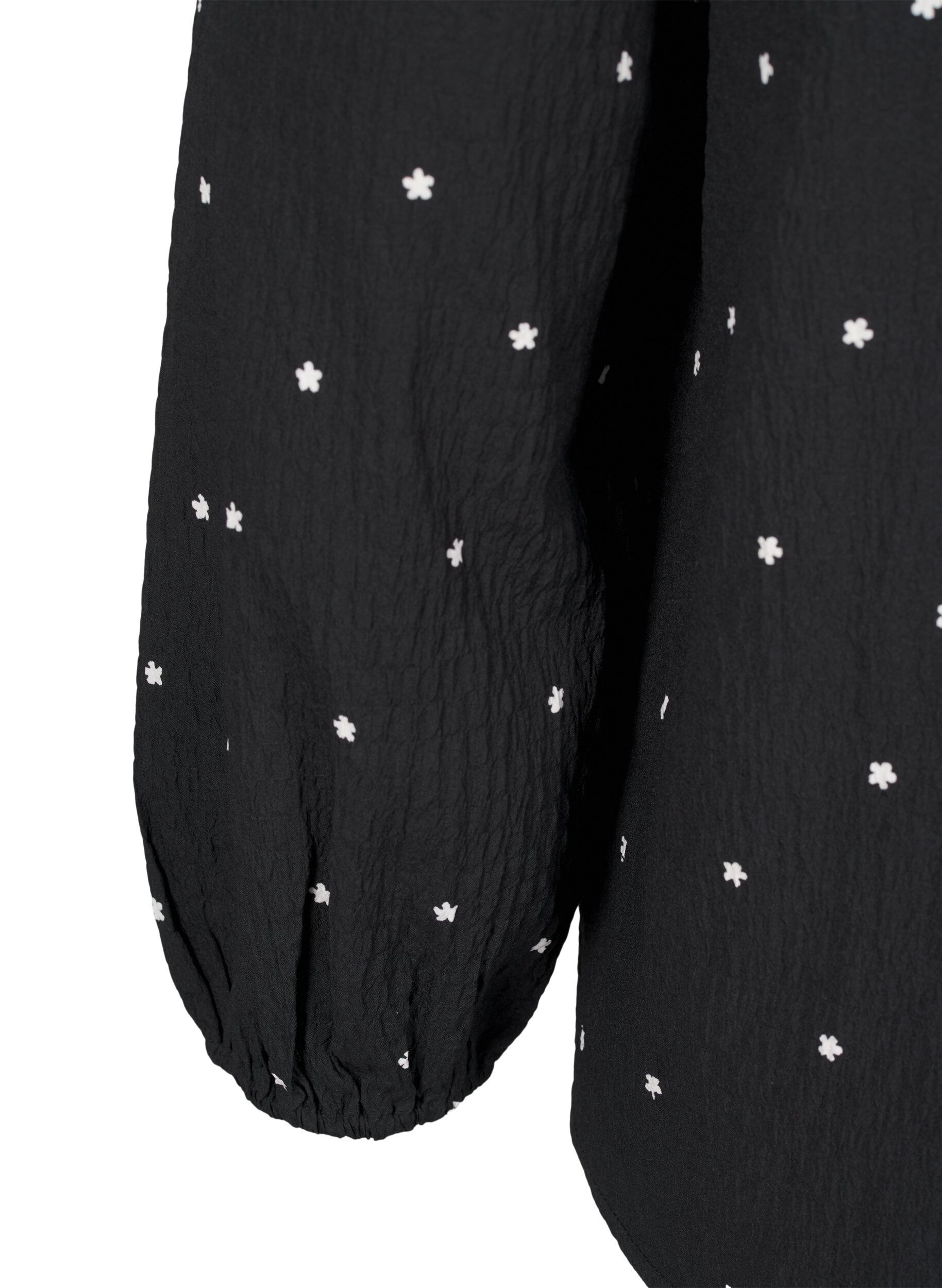Zizzifashion FLASH - Long-sleeved blouse with small flowers, Black White Flower, Packshot image number 3