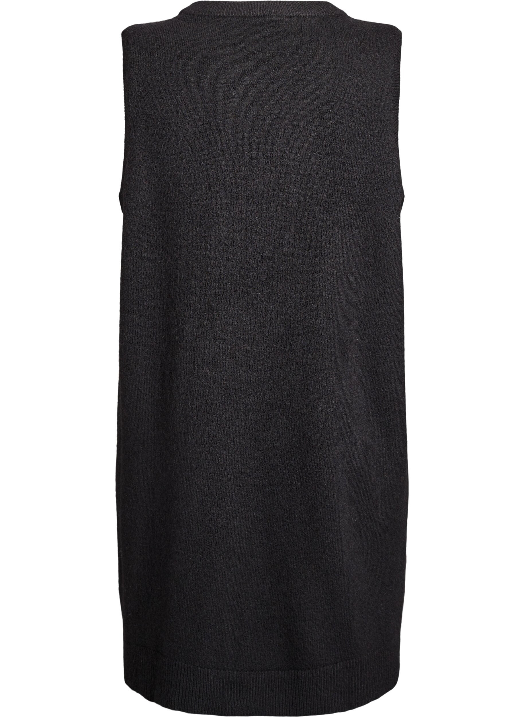 ZizzifashionShort sleeveless knitted dress, Black, Packshot image number 1