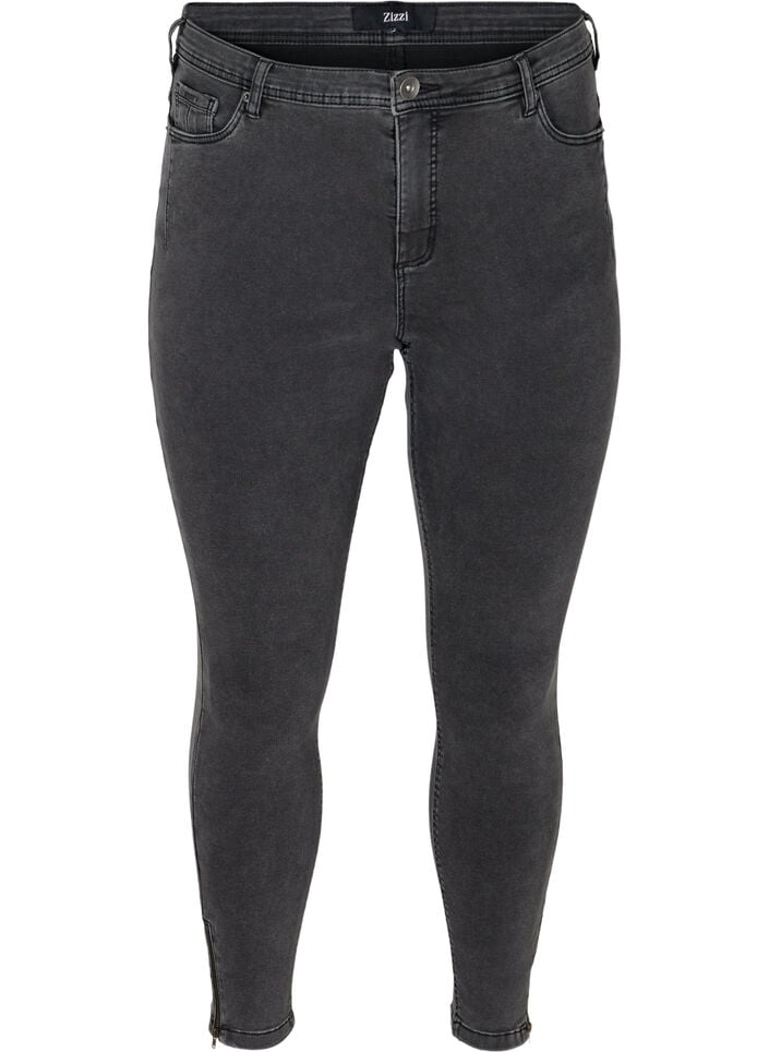 Cropped Amy jeans with a zip, Grey, Packshot image number 0