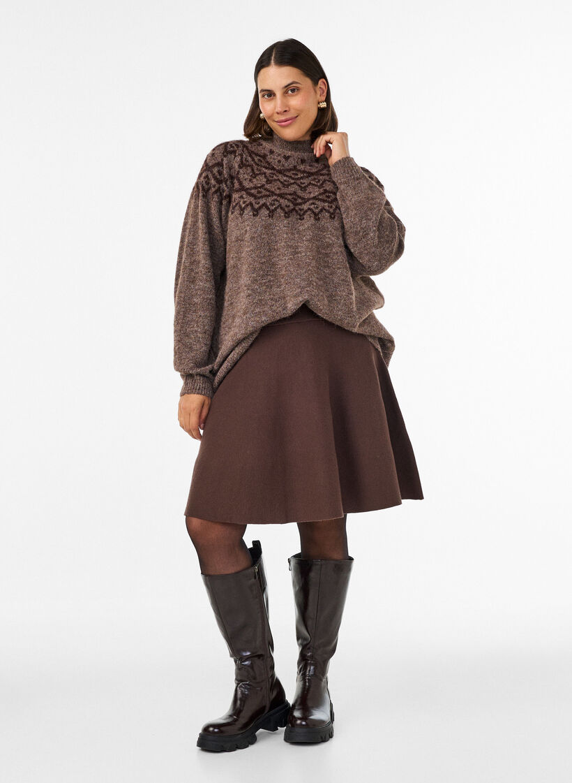 Jumper with Nordic pattern, Brown, Model image number 1