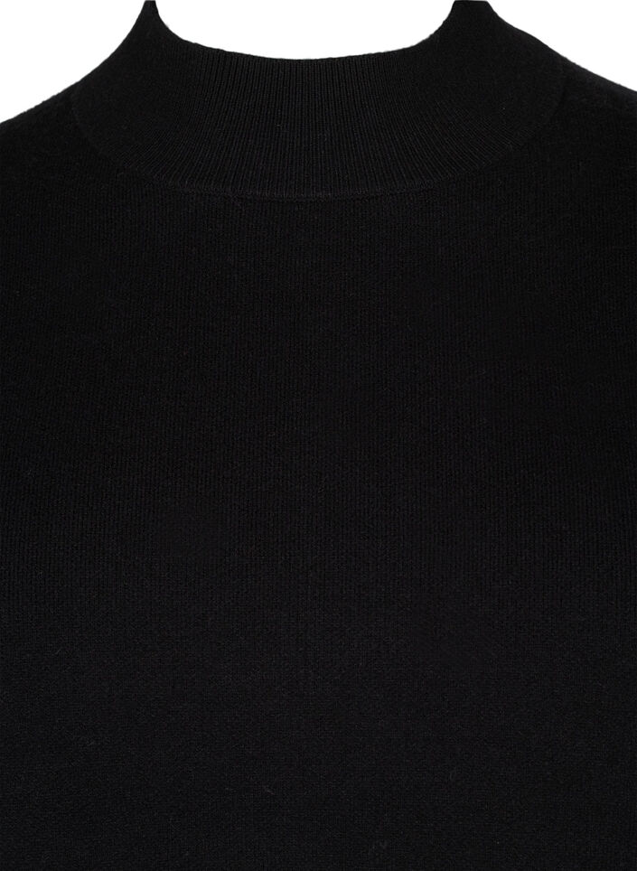 Solid colour knitted blouse, Black, Packshot image number 2