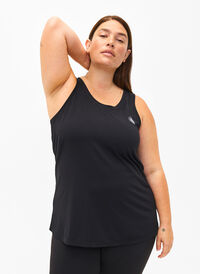 Training top with a round neck, Black, Model