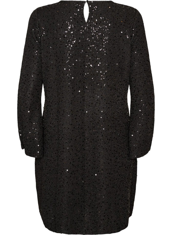 Short sequin dress with an A-line shape, Black, Packshot image number 1