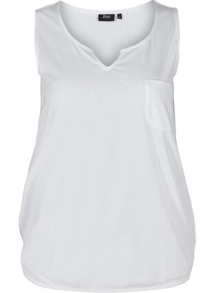 Plain-coloured top in cotton, Bright White, Packshot image number 0