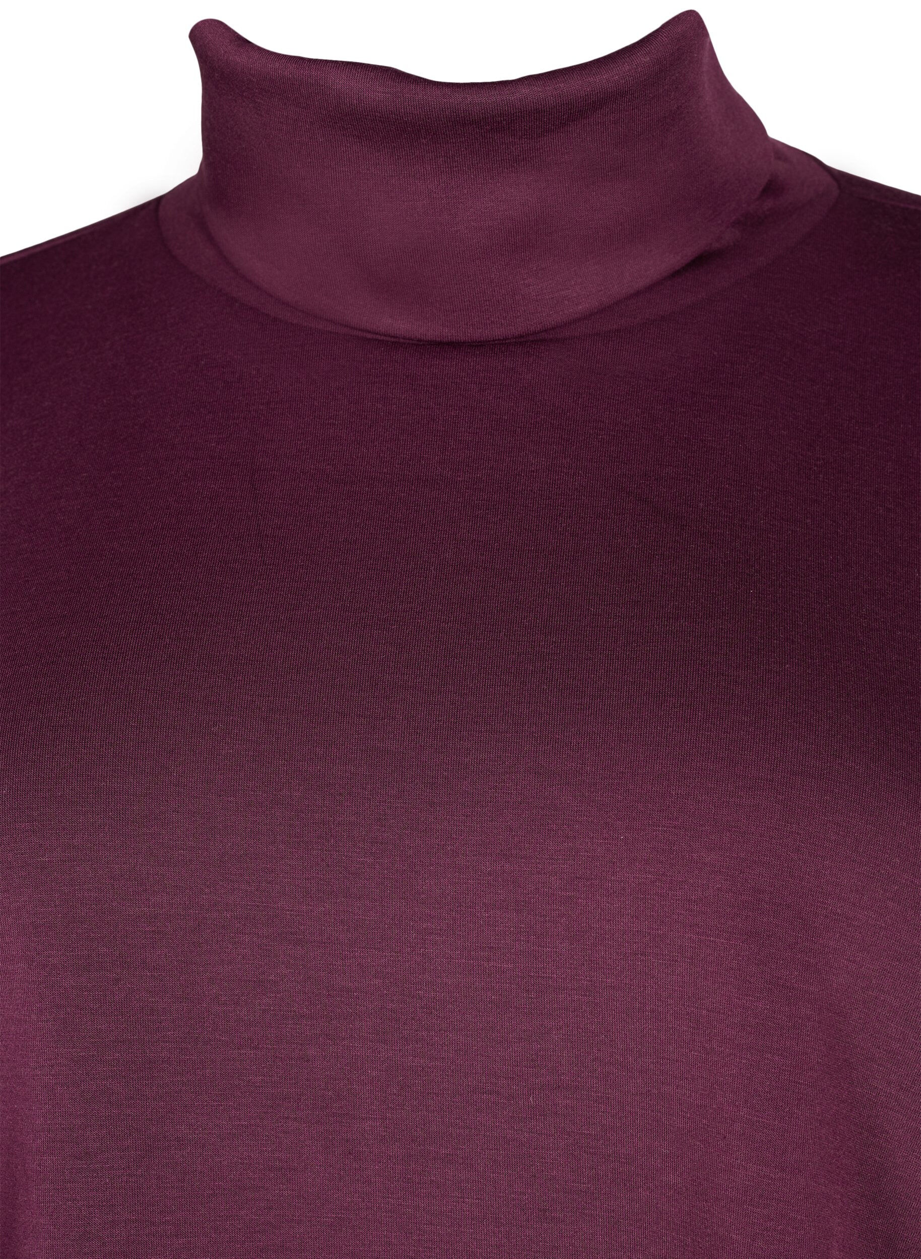 Zizzifashion Blouse with turtleneck in modal mix, Dark Bordeaux, Packshot image number 2