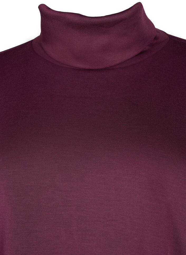 Blouse with turtleneck in modal mix, Dark Bordeaux, Packshot image number 2