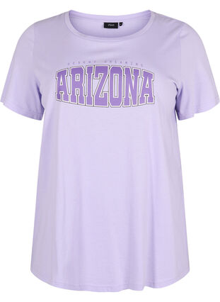 Cotton t-shirt with print detail, Lavender ARIZONA, Packshot image number 0