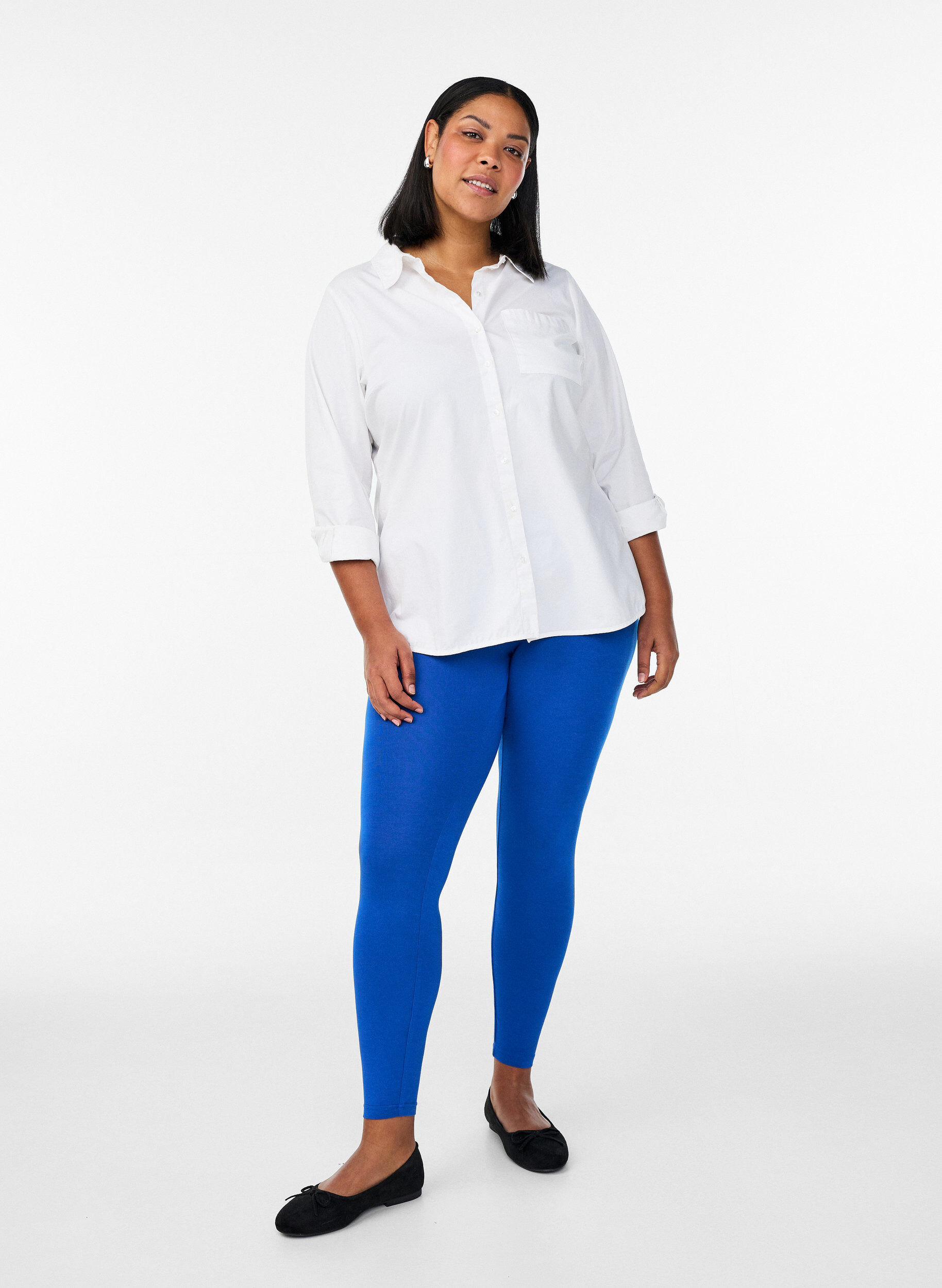 ZizzifashionBasic leggings with extra length, Blue, Model image number 1
