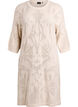 Knitted dress with openwork pattern and 3/4 sleeves, Beige, Packshot image number 0