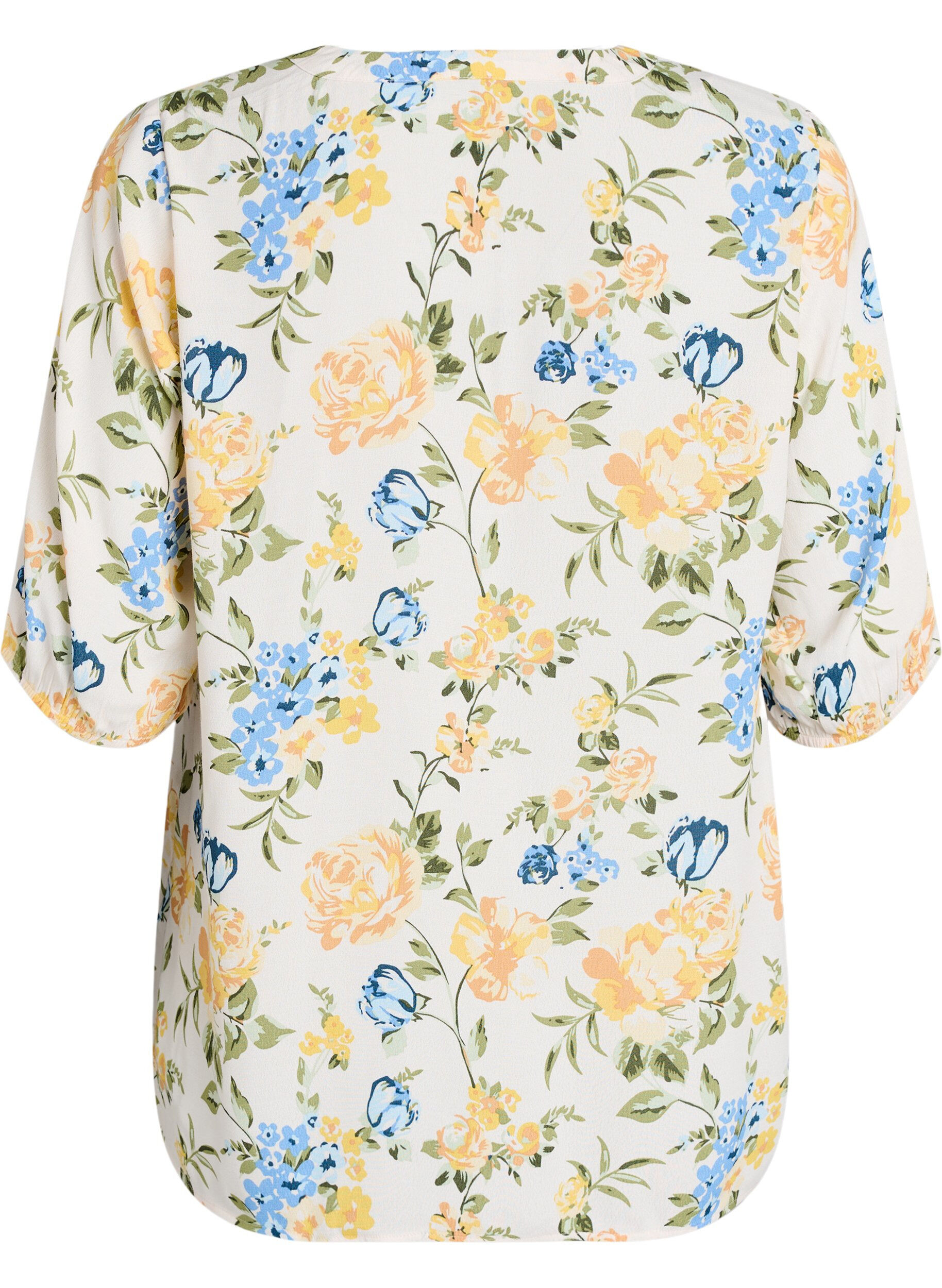 Zizzifashion Viscose blouse with print and button fastening, Vanilla, Packshot image number 1