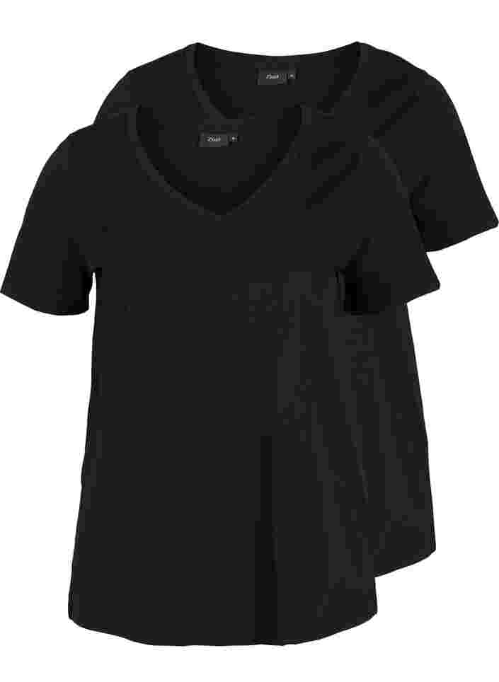 2-pack basic cotton t-shirt, Black/Black, Packshot image number 0