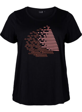 Training T-shirt with print, Black w. Copper Foil, Packshot image number 0
