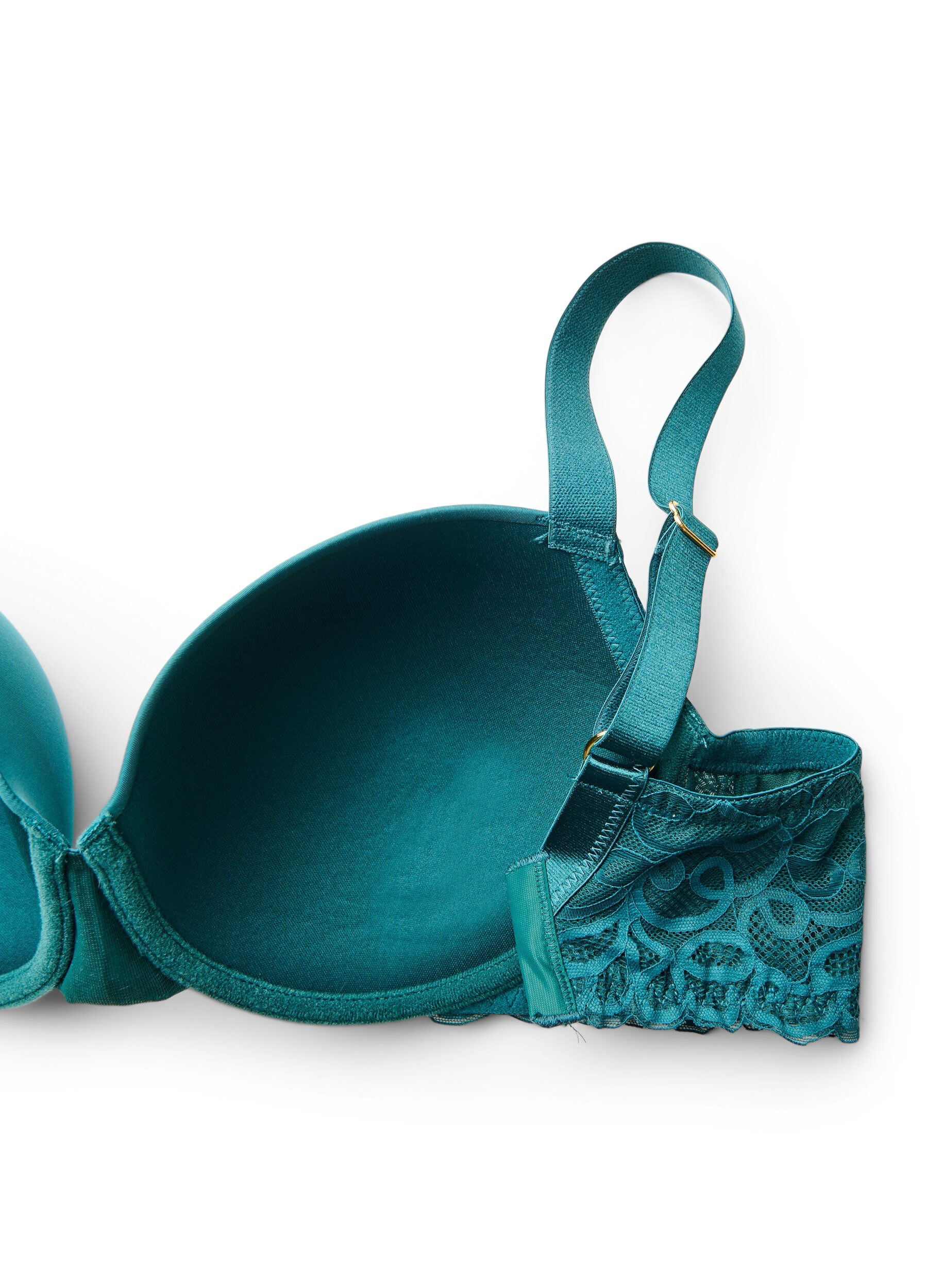 Zizzifashion Moulded bra with underwire and lace, Green, Packshot image number 3