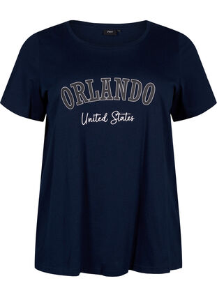 Cotton T-shirt with text, Navy B. Orlando, Packshot image number 0